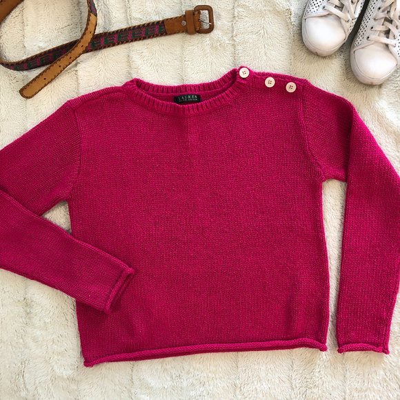 Ralph Lauren vintage cropped hot pink sweater - Picture 1 of 6